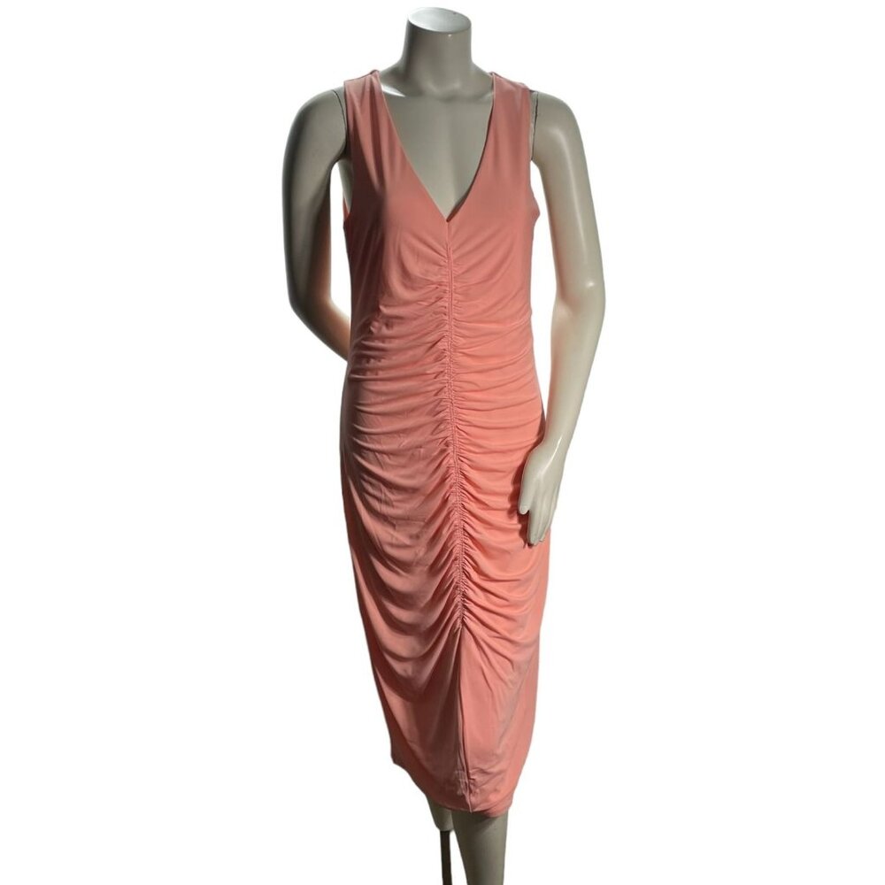 International Concepts Dress Womens size Large Pink Sleeveless Ruched Vneck New